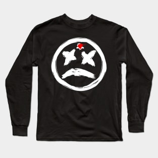 Bloody Gun Shot Dead Smiley Face Frowning Long Sleeve T-Shirt